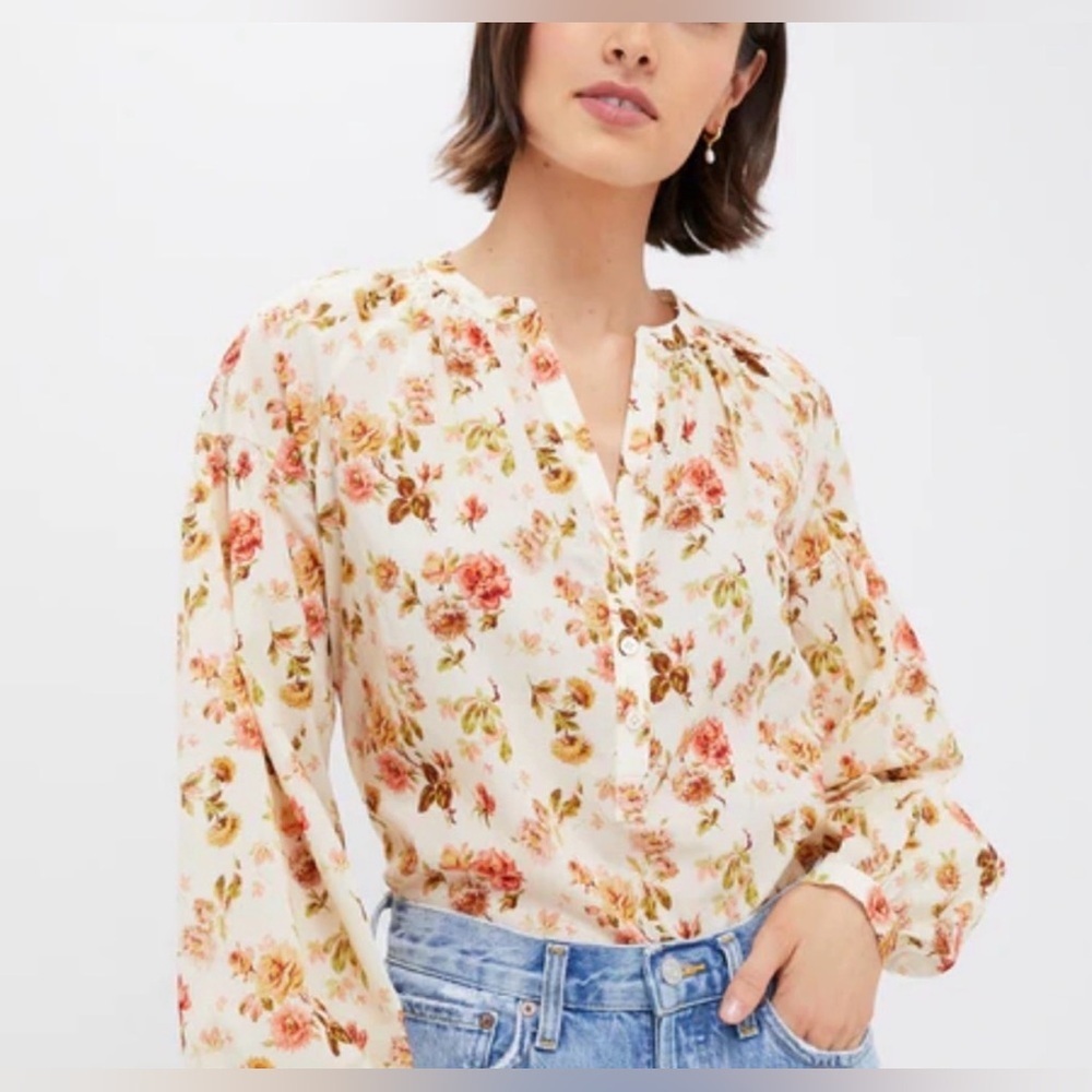 NWT Tuckernuck Romantic Floral Camden Blouse Long Sleeve Button ToP XXS